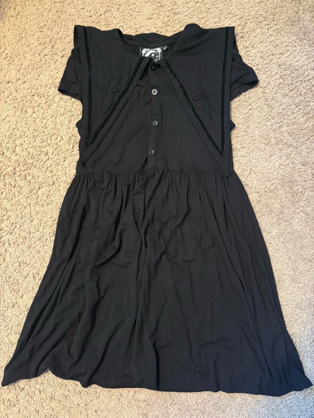 Killstar Size Small Black Mini Dress with Long Collar
